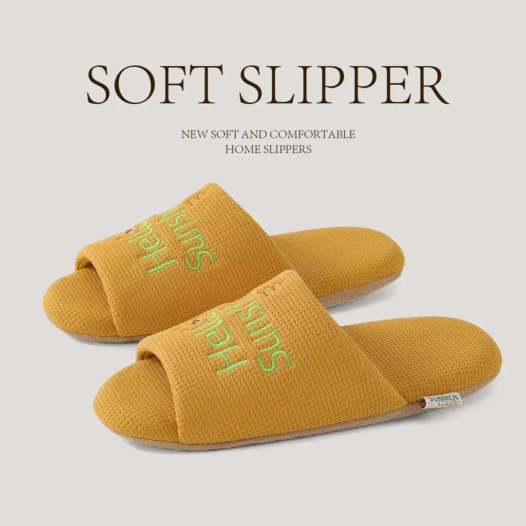 Cross-Border Foreign Trade Women's Slippers Embroidered Slippers Silent Home Open Slippers Wooden Floor Slippers - Image 2