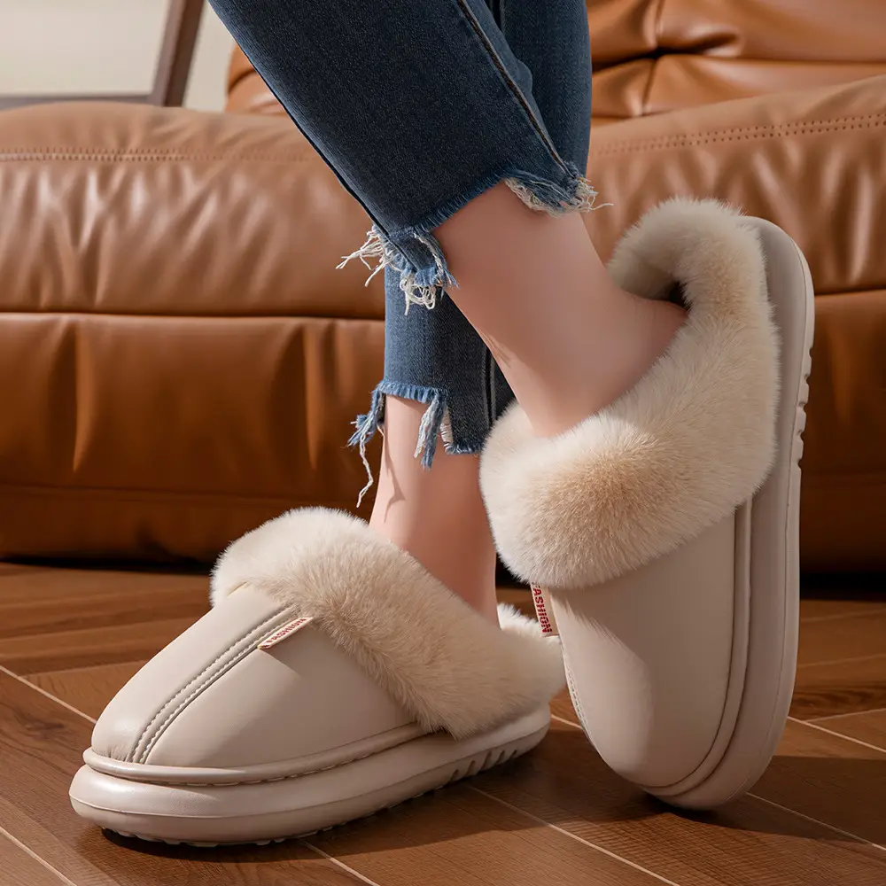 2024 Waterproof Cotton Slippers for Men and Women Autumn and Winter Warmth Plus Velvet Couple Home Warmth Waterproof Slippers Winter Wholesale