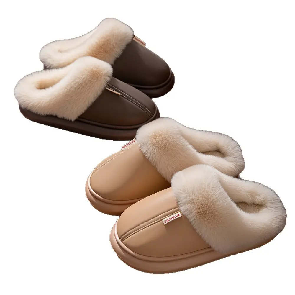 2024 Waterproof Cotton Slippers for Men and Women Autumn and Winter Warmth Plus Velvet Couple Home Warmth Waterproof Slippers Winter Wholesale