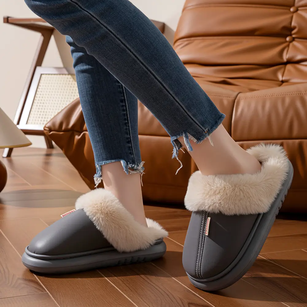 2024 Waterproof Cotton Slippers for Men and Women Autumn and Winter Warmth Plus Velvet Couple Home Warmth Waterproof Slippers Winter Wholesale