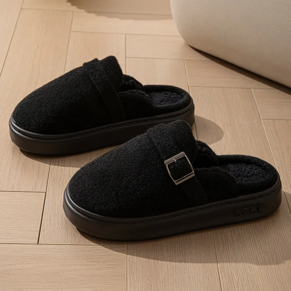 2025 Plush Warm Home Winter Cotton Slippers for Couples That Can Be Worn Outside Eva Thick-Soled Cotton Slippers Wholesale - Image 3