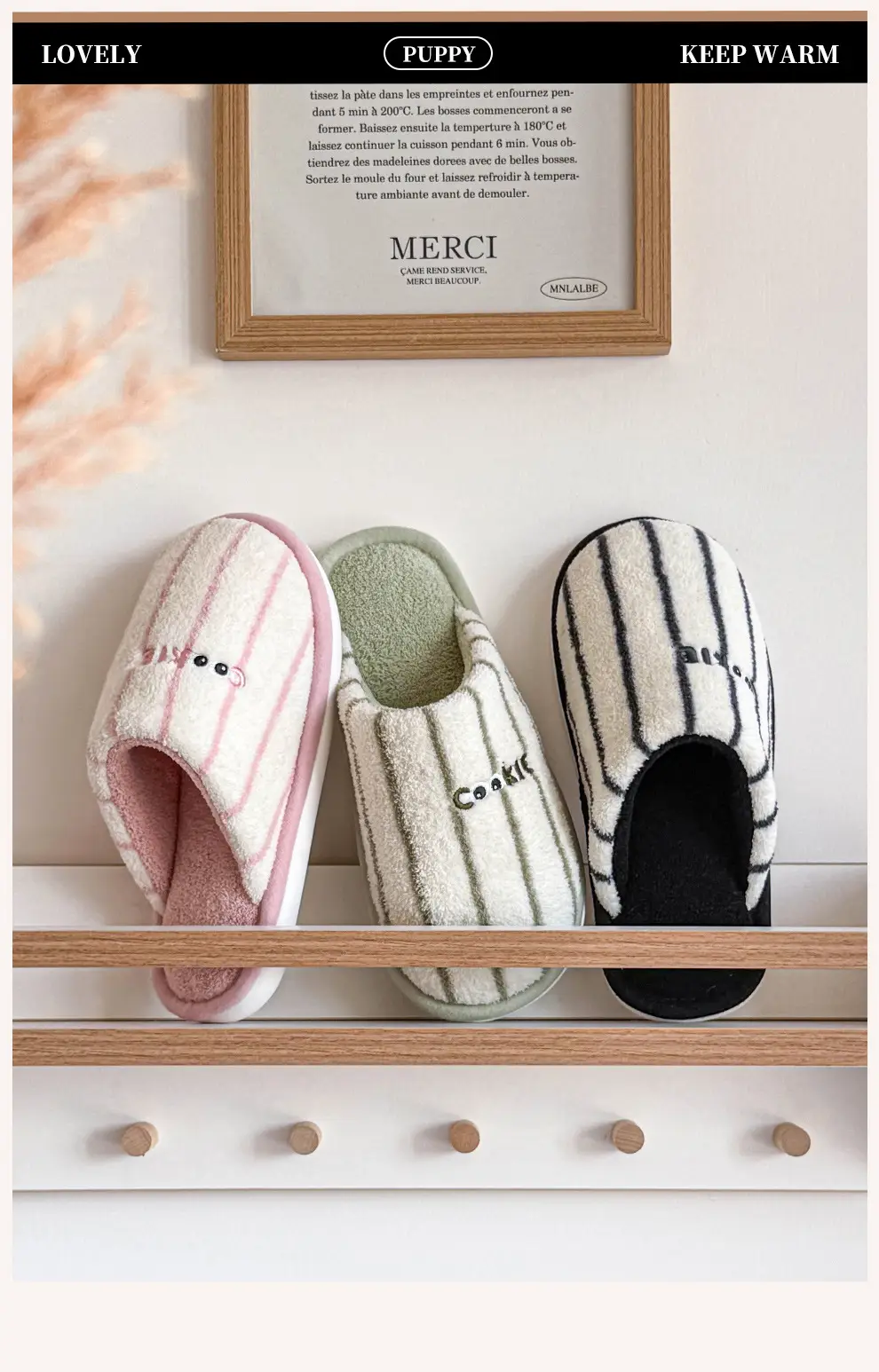 Thickened Cotton Slippers for Women in Autumn and Winter, Cute Home Use for Couples, Indoor Warm Cotton Slippers, Comfortable Half-Pack and Men's Cotton Slippers — feature 1