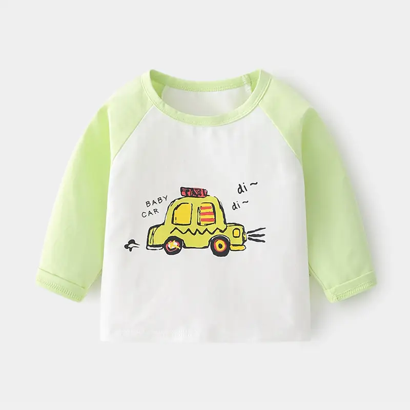 Baby Long Sleeve T-Shirt Yellow White Train Print - Image 3