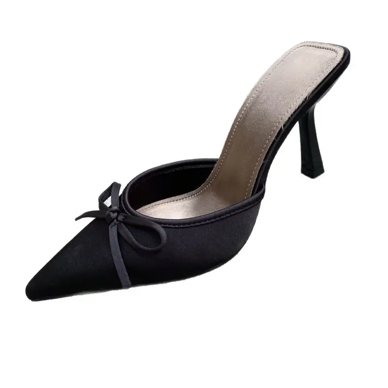 Fashionable Pointed-Toe Half-Slippers for Women, 2026 Summer Bowknot Sandals, High-Heeled Stiletto Mules - Image 8