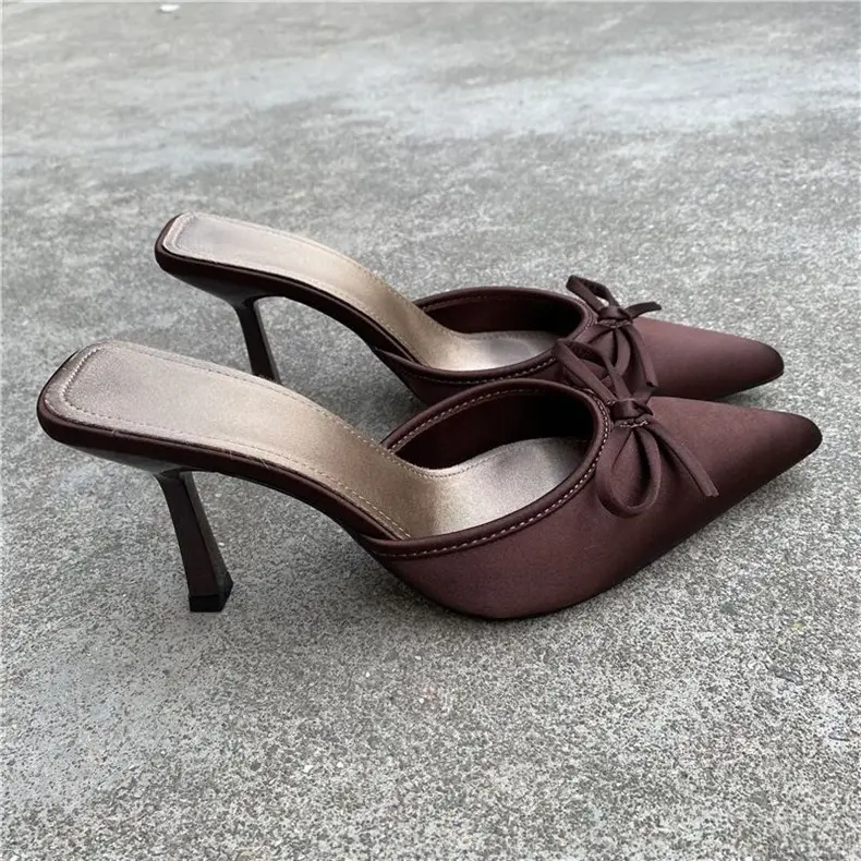 Fashionable Pointed-Toe Half-Slippers for Women, 2026 Summer Bowknot Sandals, High-Heeled Stiletto Mules — feature 4