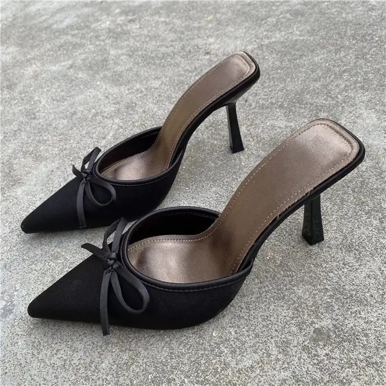 Fashionable Pointed-Toe Half-Slippers for Women, 2026 Summer Bowknot Sandals, High-Heeled Stiletto Mules — feature 6