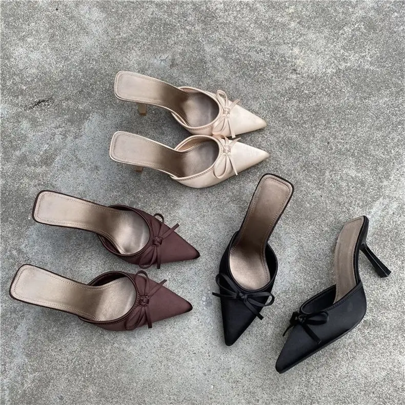 Fashionable Pointed-Toe Half-Slippers for Women, 2026 Summer Bowknot Sandals, High-Heeled Stiletto Mules — feature 7
