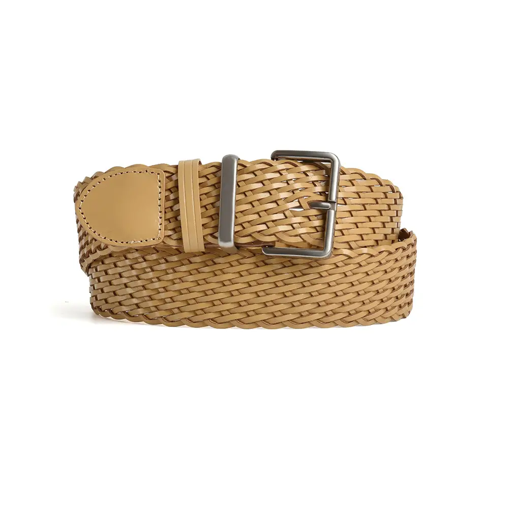 Women's Brown Woven Belt with Silver Buckle