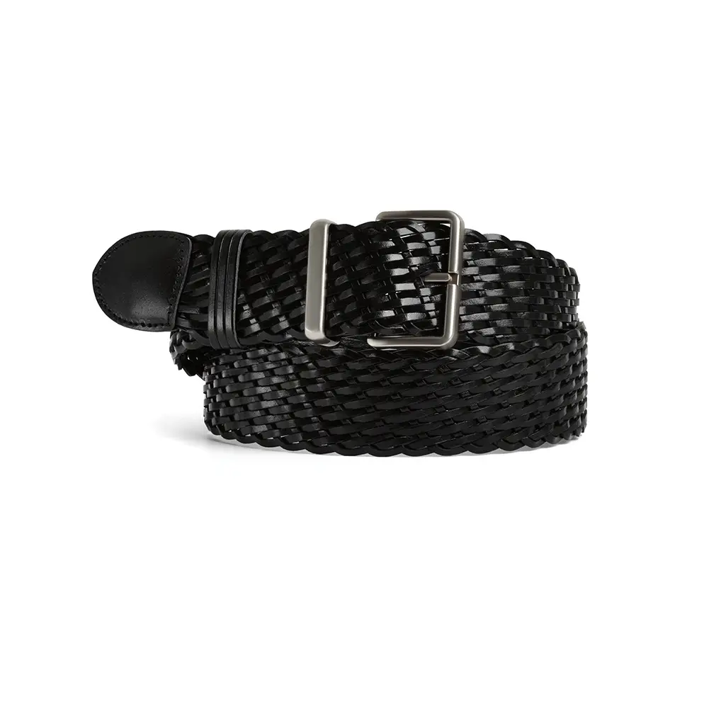 Women's Brown Woven Belt with Silver Buckle