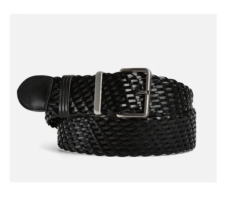 Women's Brown Woven Belt with Silver Buckle — feature 10