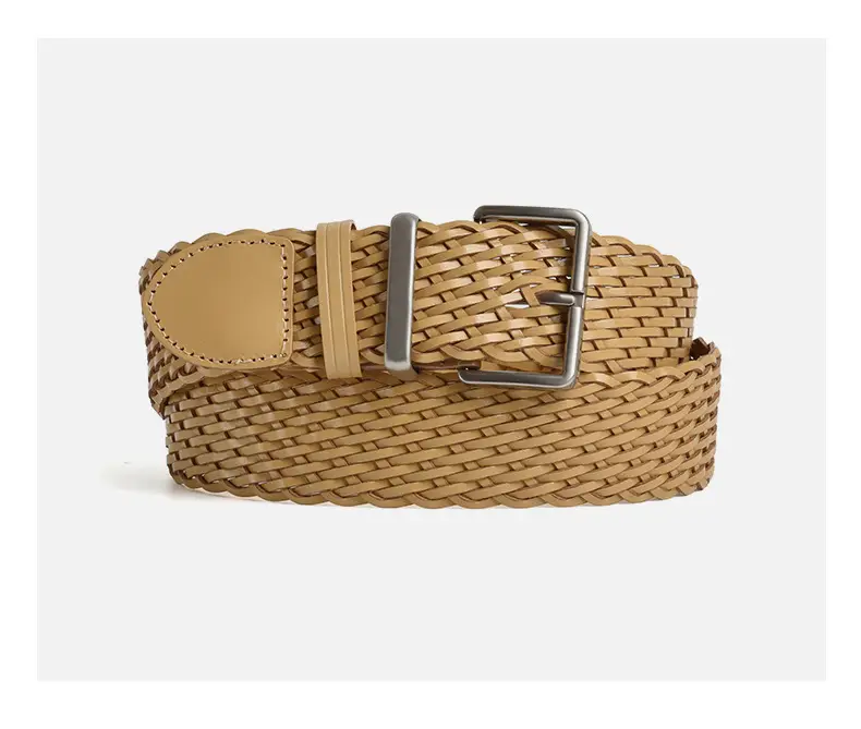 Women's Brown Woven Belt with Silver Buckle — feature 11
