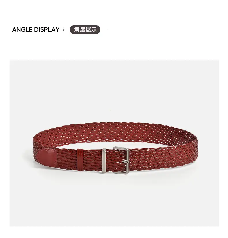 Women's Brown Woven Belt with Silver Buckle — feature 7