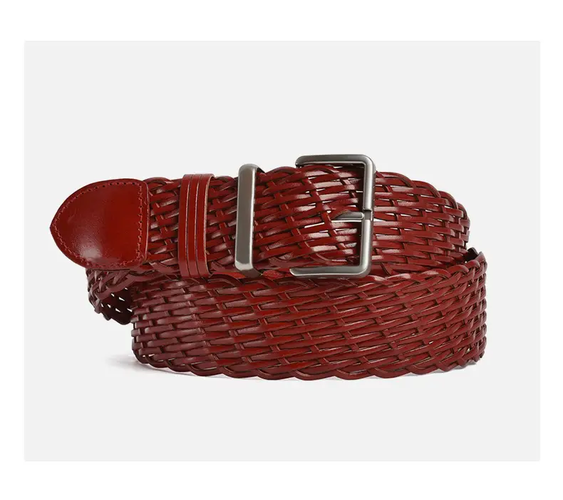 Women's Brown Woven Belt with Silver Buckle — feature 8