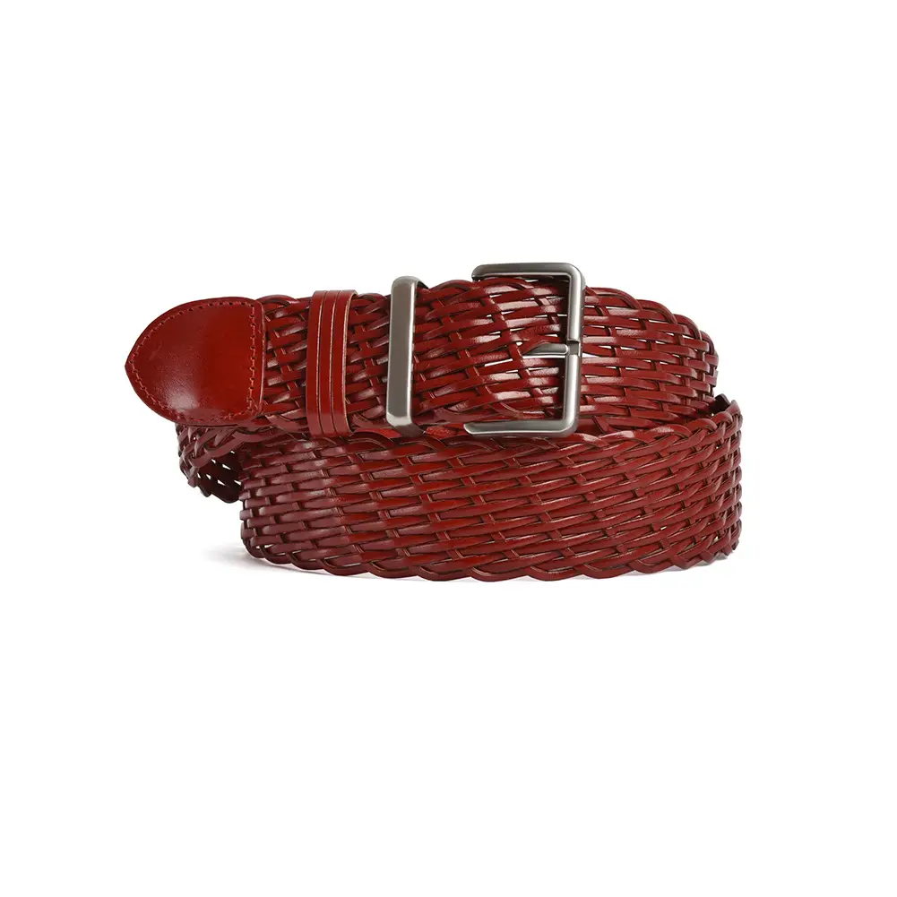 Women's Brown Woven Belt with Silver Buckle
