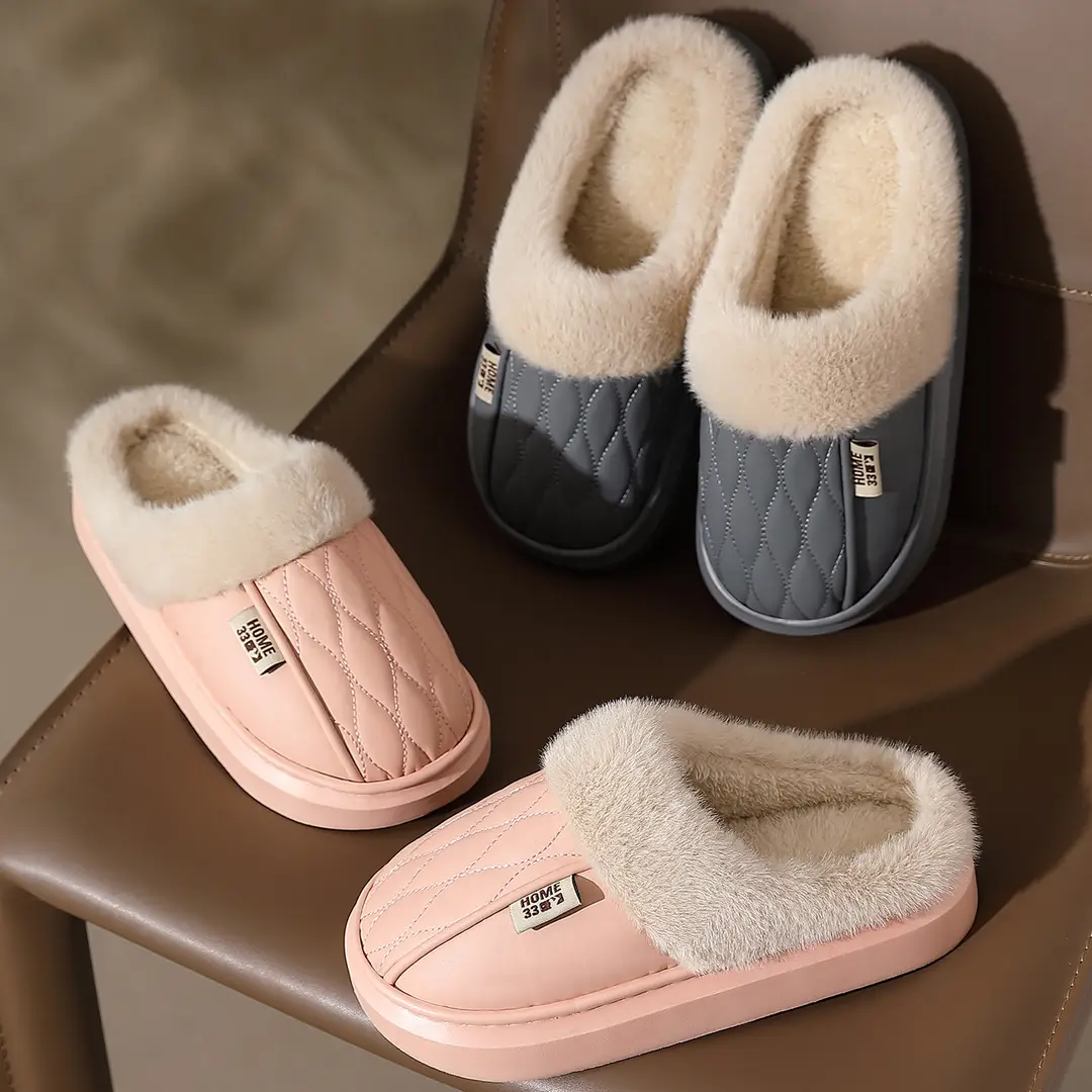 Men's Cotton Slippers 2025 Autumn and Winter New Style Home Indoor Thick-Soled Non-Slip Waterproof Cotton Slippers for Parents Wholesale