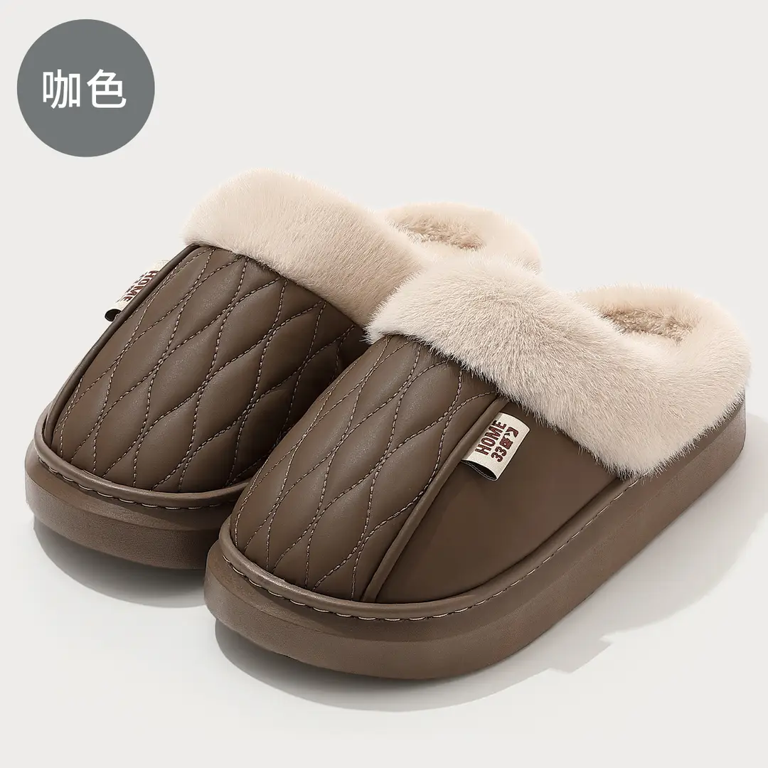 Men's Cotton Slippers 2025 Autumn and Winter New Style Home Indoor Thick-Soled Non-Slip Waterproof Cotton Slippers for Parents Wholesale