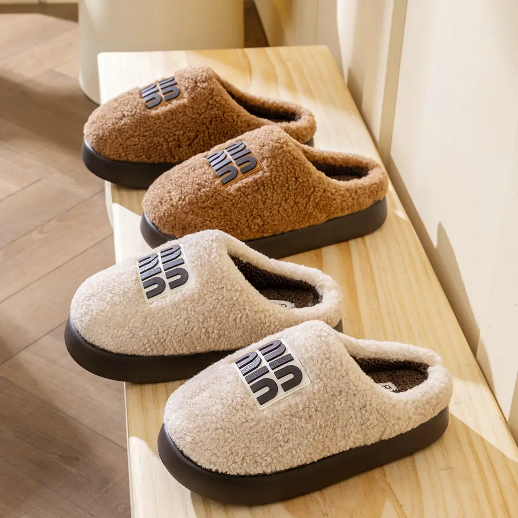 Women's Pink Furry Slippers Thick Soled Winter - Image 9