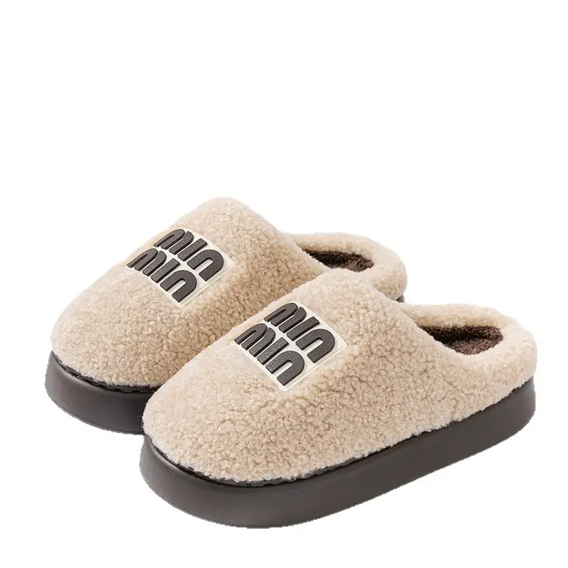 Women's Pink Furry Slippers Thick Soled Winter - Image 10