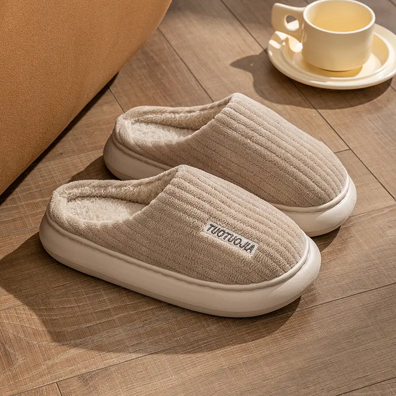 Women's Pink Furry Slippers Thick Soled Winter - Image 4