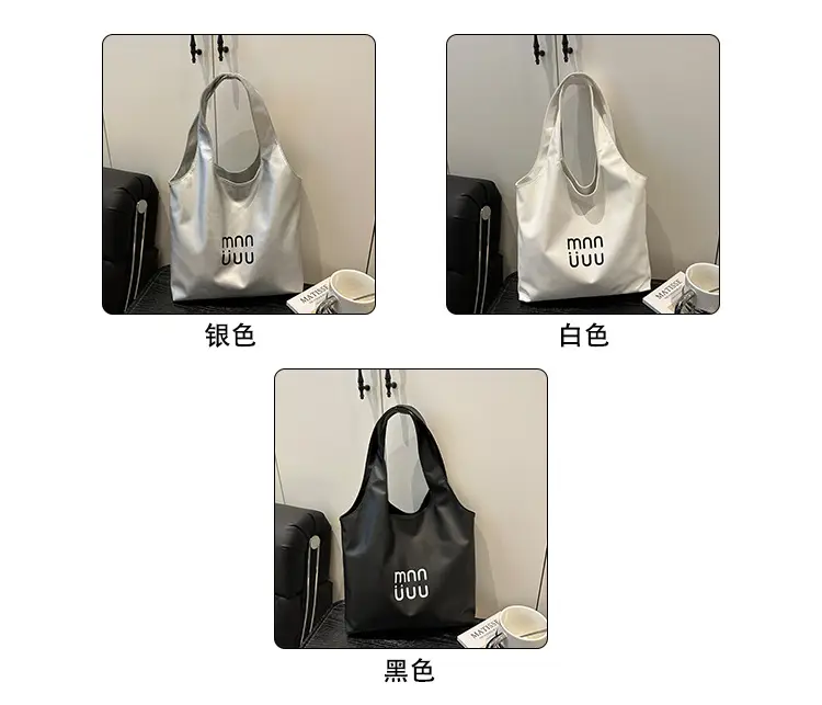 Women's Printed Shoulder Bags 2025 Black White Silver — feature 2