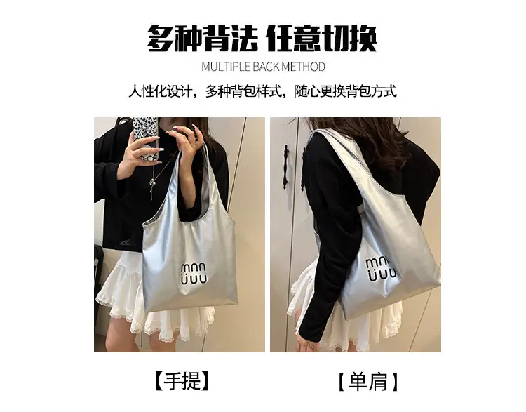 Women's Printed Shoulder Bags 2025 Black White Silver — feature 9