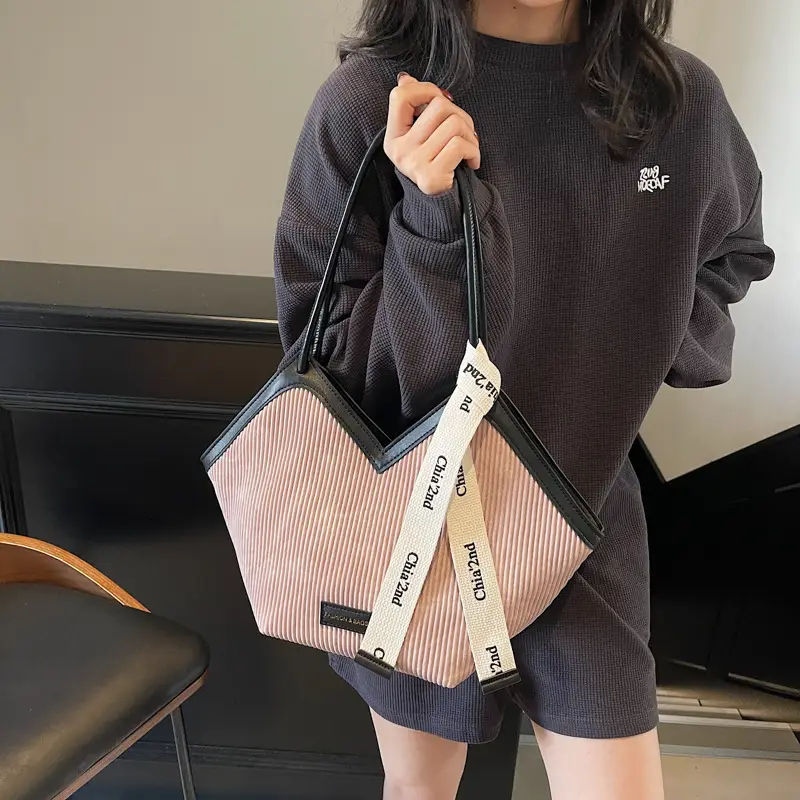 Women Beige Satchel Tote Bag Large Capacity