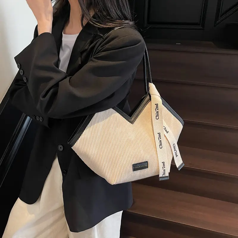 Women Beige Satchel Tote Bag Large Capacity