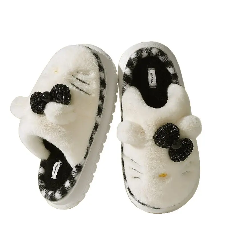 Bow Plush Cotton Slippers Women Autumn Winter 2025 - Image 8