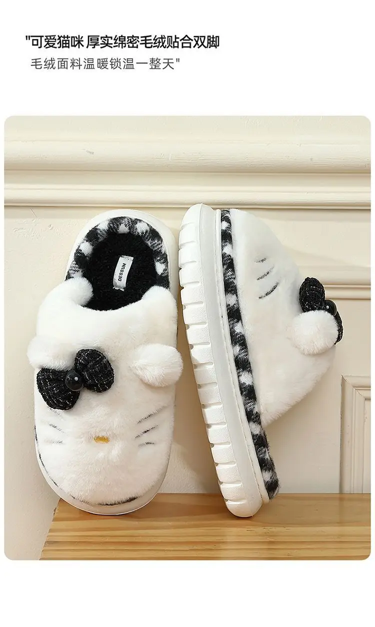 Bow Plush Cotton Slippers Women Autumn Winter 2025 — feature 9