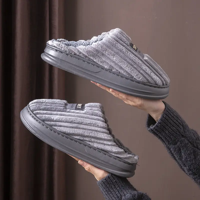 Plus Size Cotton Slippers for Men Autumn Winter 2025