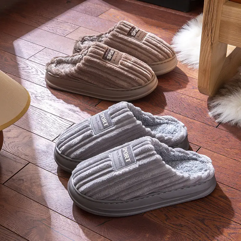 Plus Size Cotton Slippers for Men Autumn Winter 2025