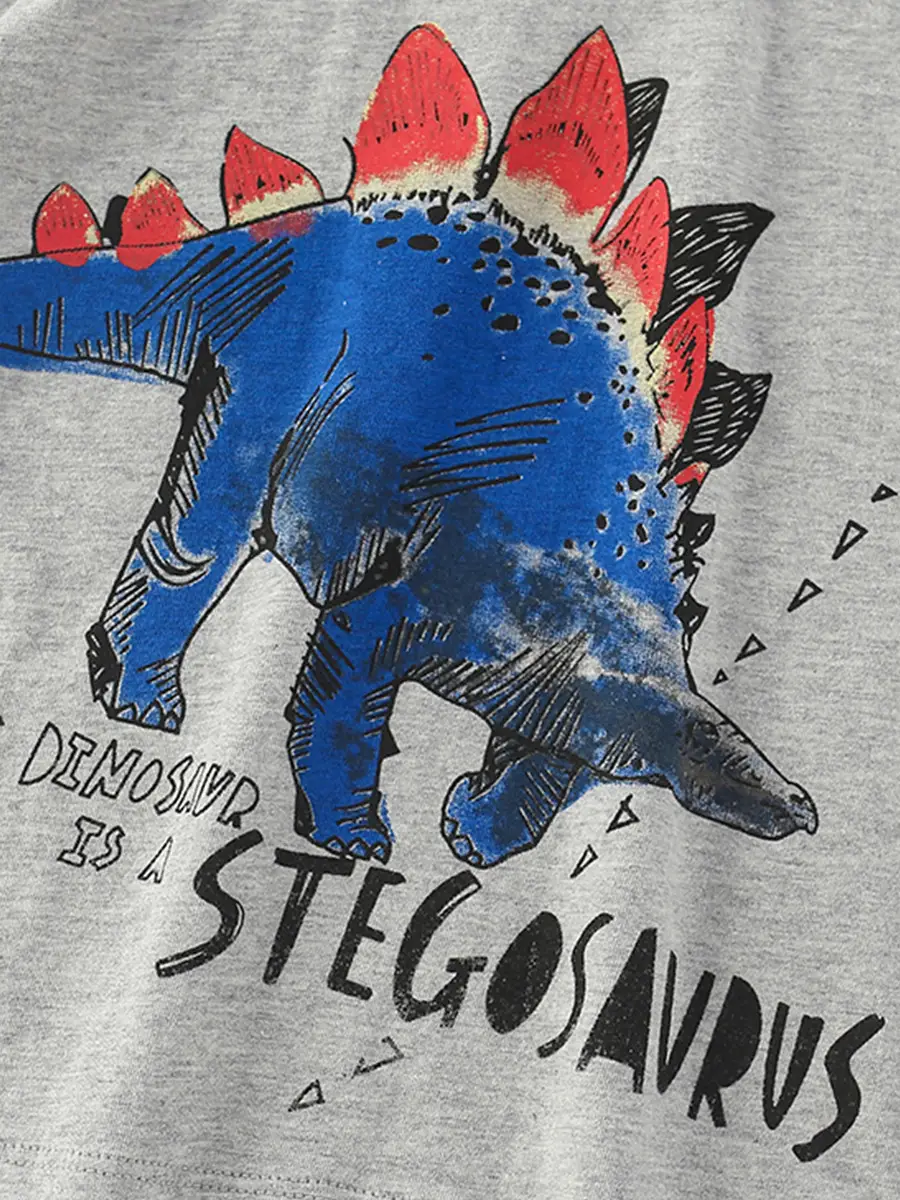 Autumn 2025 Boys T-Shirt Gray Cartoon Crew Neck - Image 4