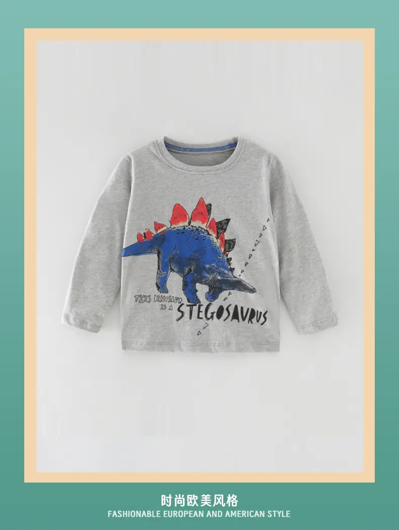 Autumn 2025 Boys T-Shirt Gray Cartoon Crew Neck — feature 2