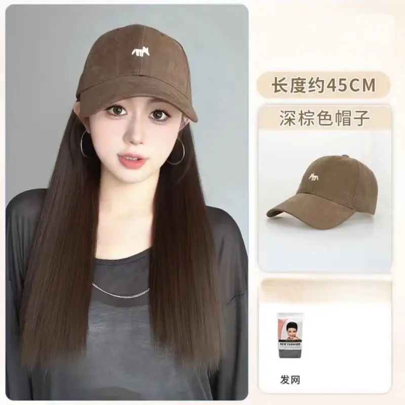 Fox Cap Wig for Women Long Straight Hair Wig - Image 3