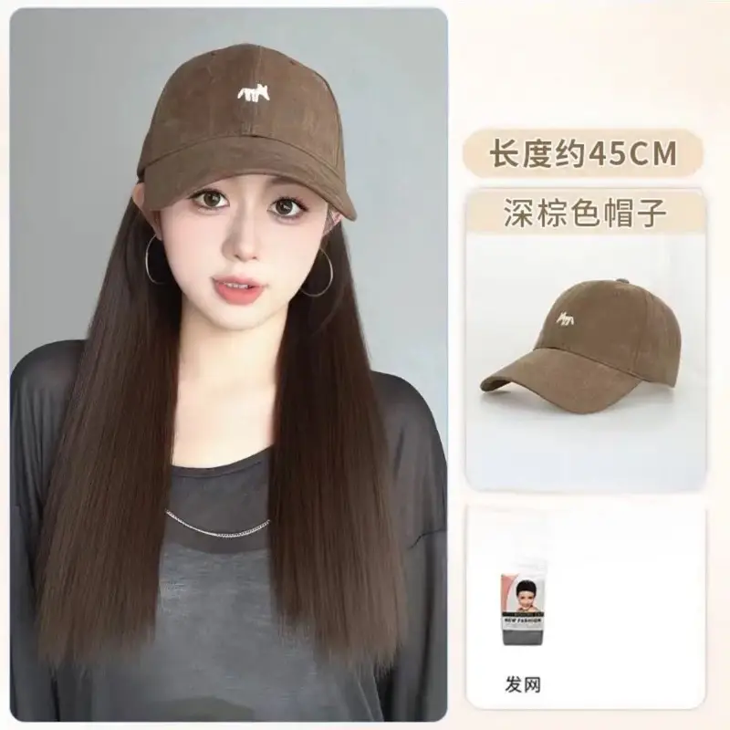 Fox Cap Wig for Women Long Straight Hair Wig - Image 4