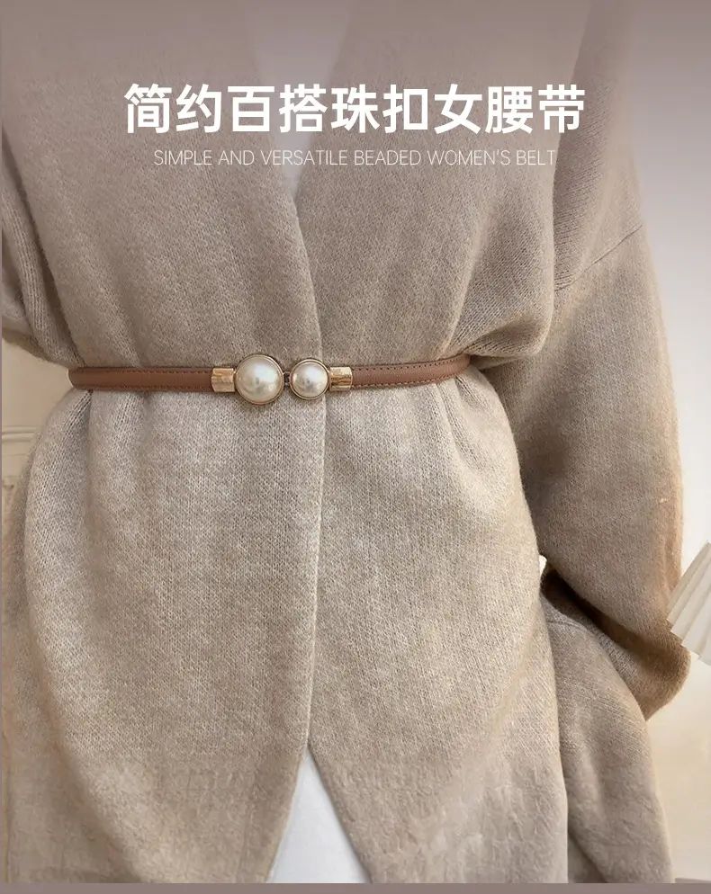 Pearl Buckle Belt for Women's Dress Decoration — feature 1