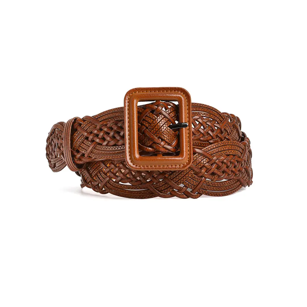 Hand-Woven Tan Belt for Women Casual Dress Belt Wholesale