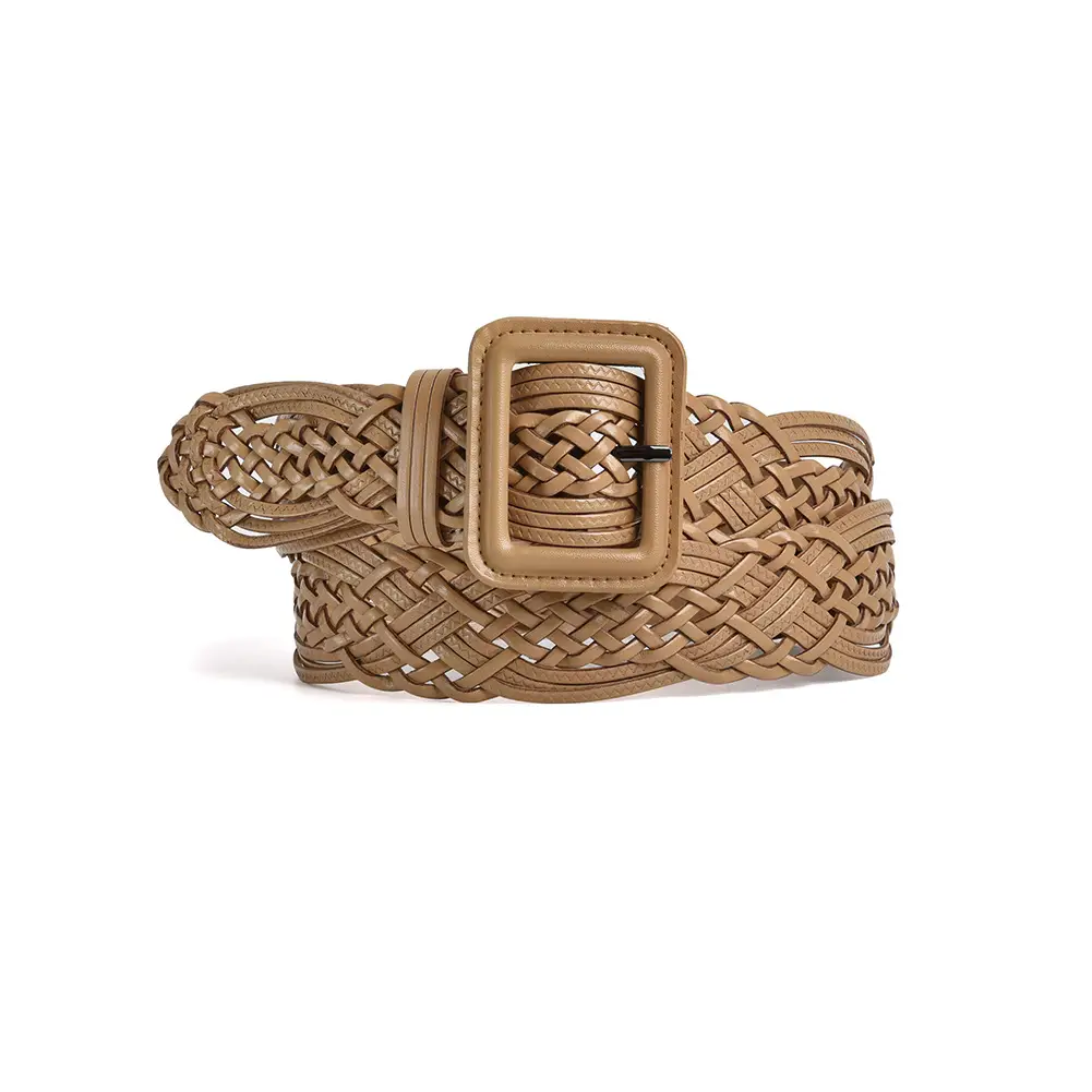 Hand-Woven Tan Belt for Women Casual Dress Belt Wholesale