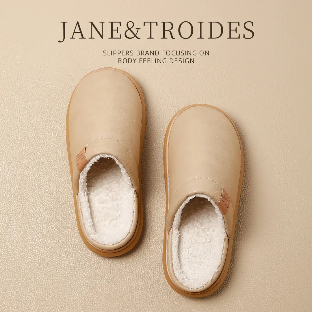 Cotton Slippers for Women in Winter, Waterproof, Velvet and Thick Soles for Home Use, Warm Outer Wear, Non-Slip Plush Couple Cotton Shoes for Men
