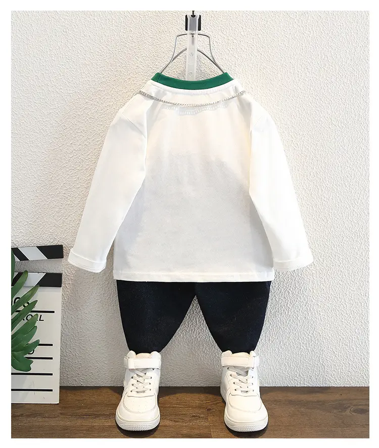 Boys White T-Shirt with Green Trim 2025 — feature 8