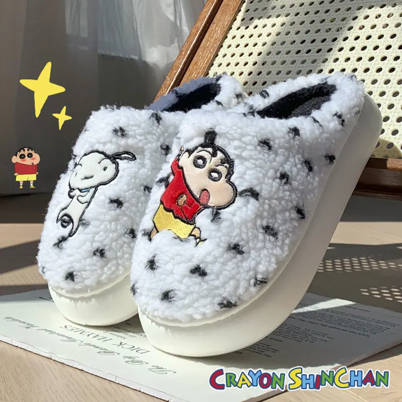 New Crayon Shin-Chan Genuine Cotton Slippers for Women, Autumn and Winter Home Indoor Warm Non-Slip Couple Cotton Slippers - Image 6