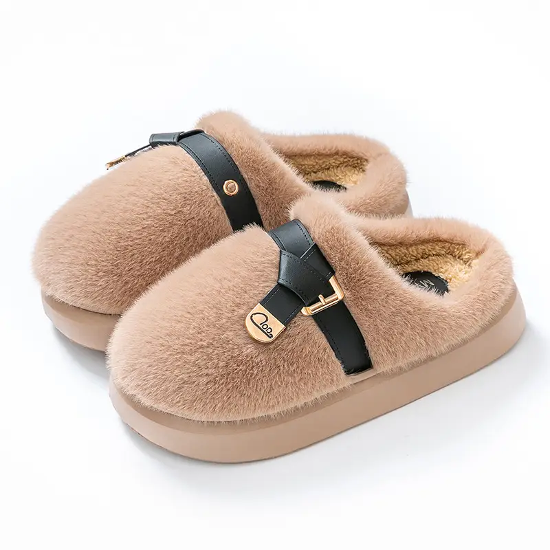 Internet Celebrity Furry Slippers for Women, Winter Fashionable Outer Wear Cotton Slippers, Thick-Soled Non-Slip Warm Home Plush Cotton Slippers - Image 17