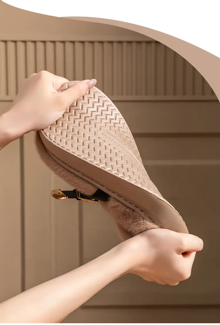 Internet Celebrity Furry Slippers for Women, Winter Fashionable Outer Wear Cotton Slippers, Thick-Soled Non-Slip Warm Home Plush Cotton Slippers — feature 10