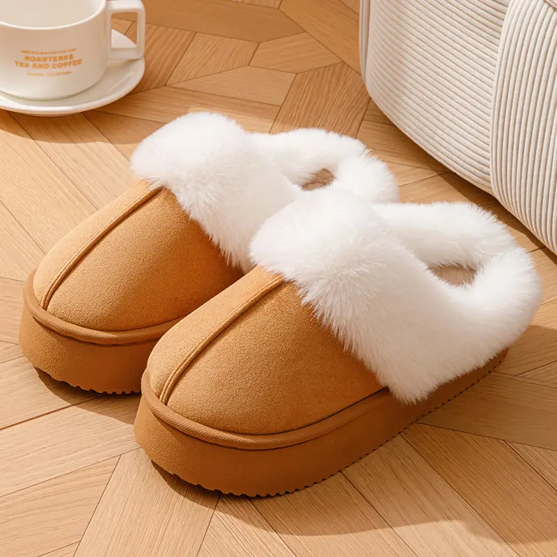Internet Celebrity Furry Slippers for Women, Winter Fashionable Outer Wear Cotton Slippers, Thick-Soled Non-Slip Warm Home Plush Cotton Slippers - Image 11