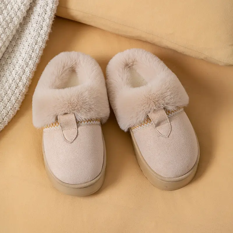 Internet Celebrity Furry Slippers for Women, Winter Fashionable Outer Wear Cotton Slippers, Thick-Soled Non-Slip Warm Home Plush Cotton Slippers - Image 7