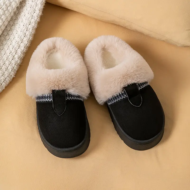 Internet Celebrity Furry Slippers for Women, Winter Fashionable Outer Wear Cotton Slippers, Thick-Soled Non-Slip Warm Home Plush Cotton Slippers - Image 9