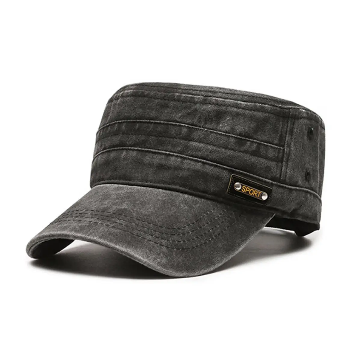Men Grey Baseball Cap with 3 Straps - Image 3