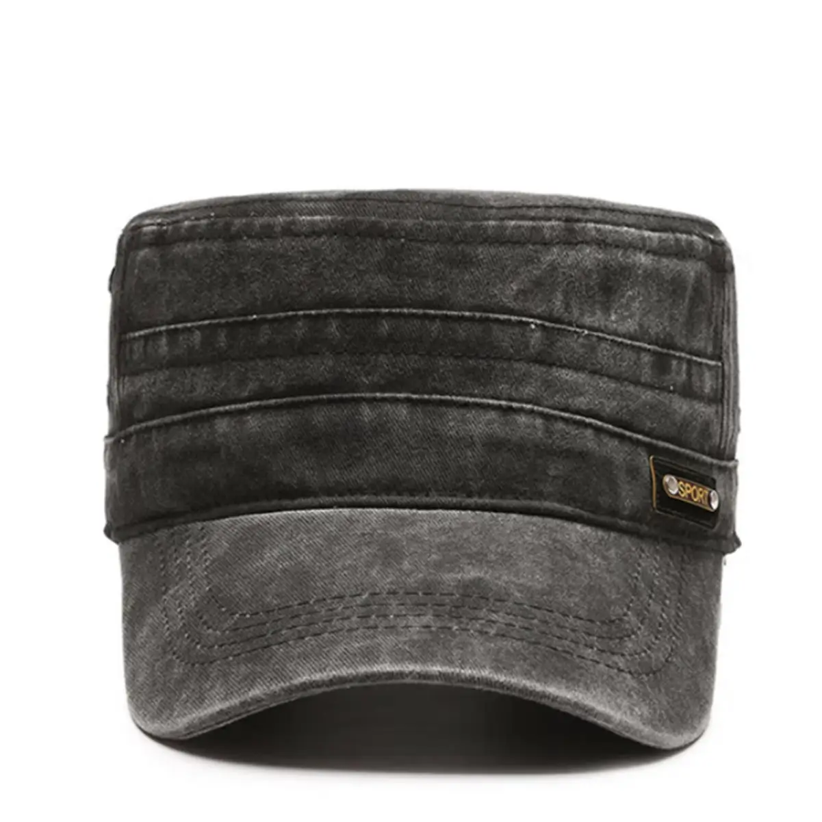 Men Grey Baseball Cap with 3 Straps - Image 7