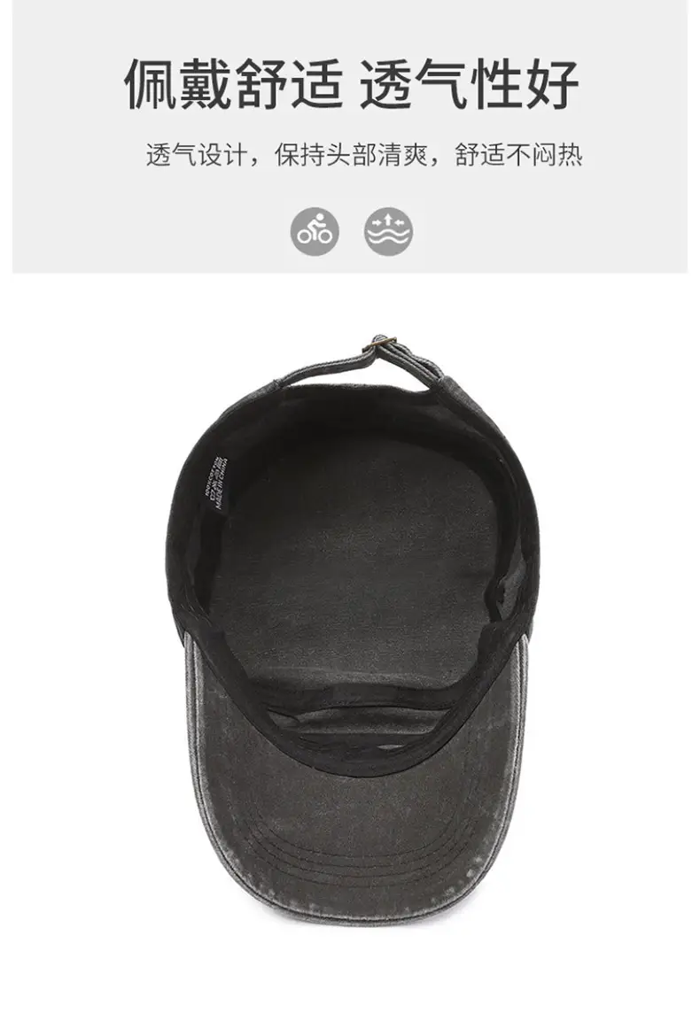 Men Grey Baseball Cap with 3 Straps — feature 8