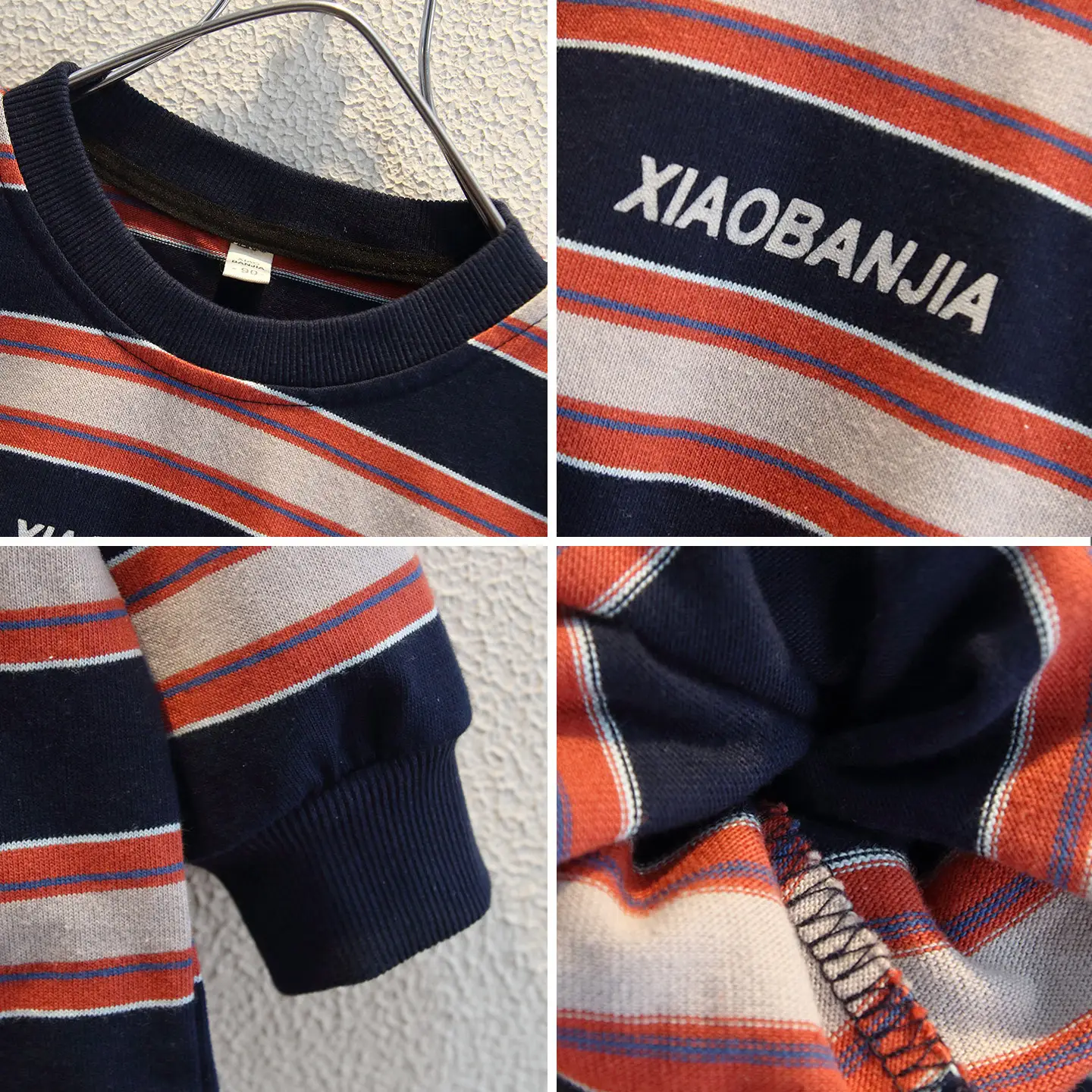 Boys Striped Hoodie Set Cotton Red Blue White - Image 5